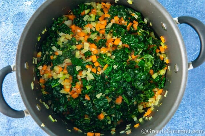 chopped vegetables in a cooking pot