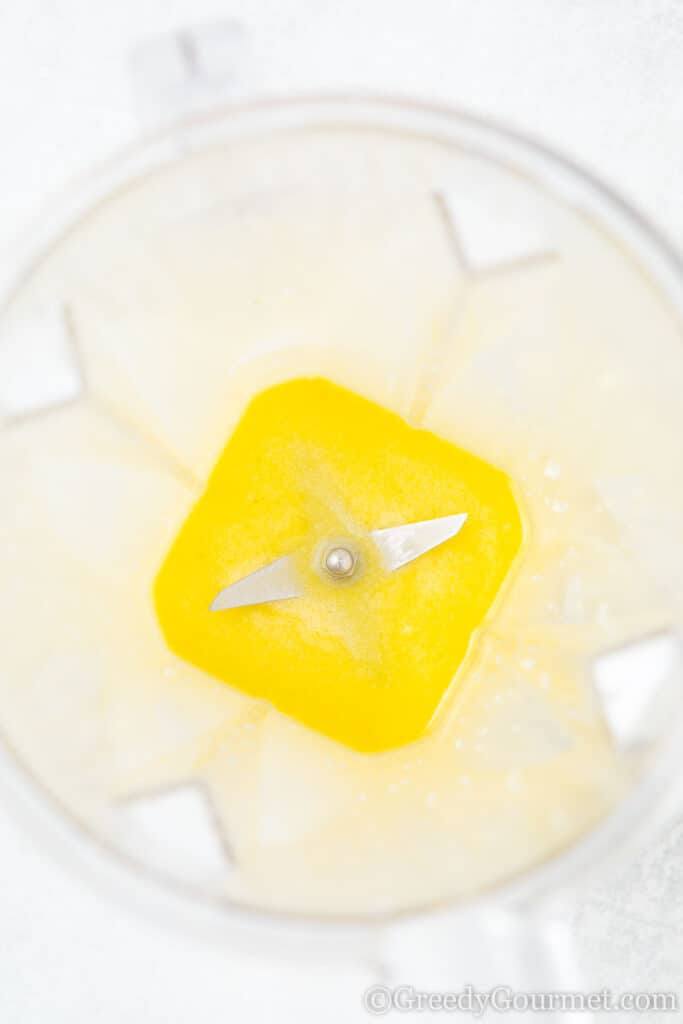 Garlic and oil being blended