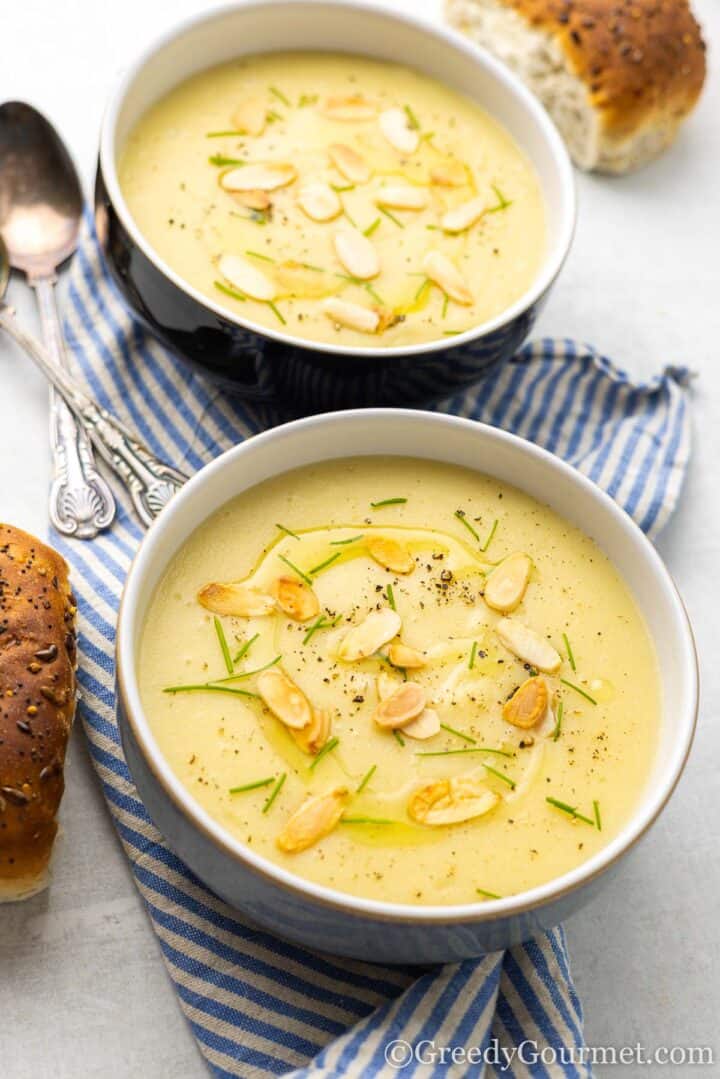 servings of cauliflower potato soup.