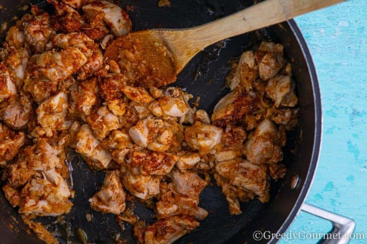 Cajun chicken in pan