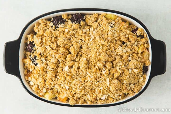 crumble ready to go in the oven.