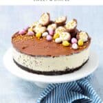 Whole Easter Egg Cheesecake on a stand