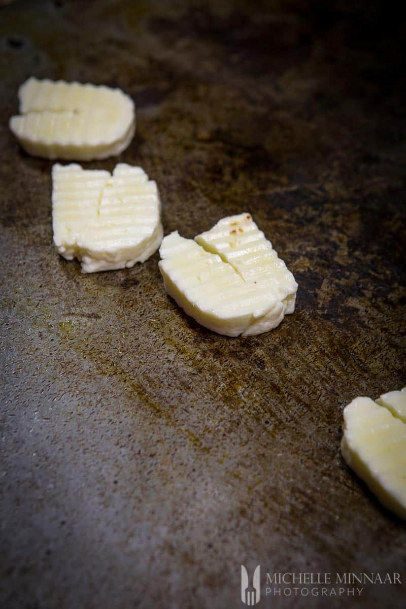 Halloumi cheese frying 