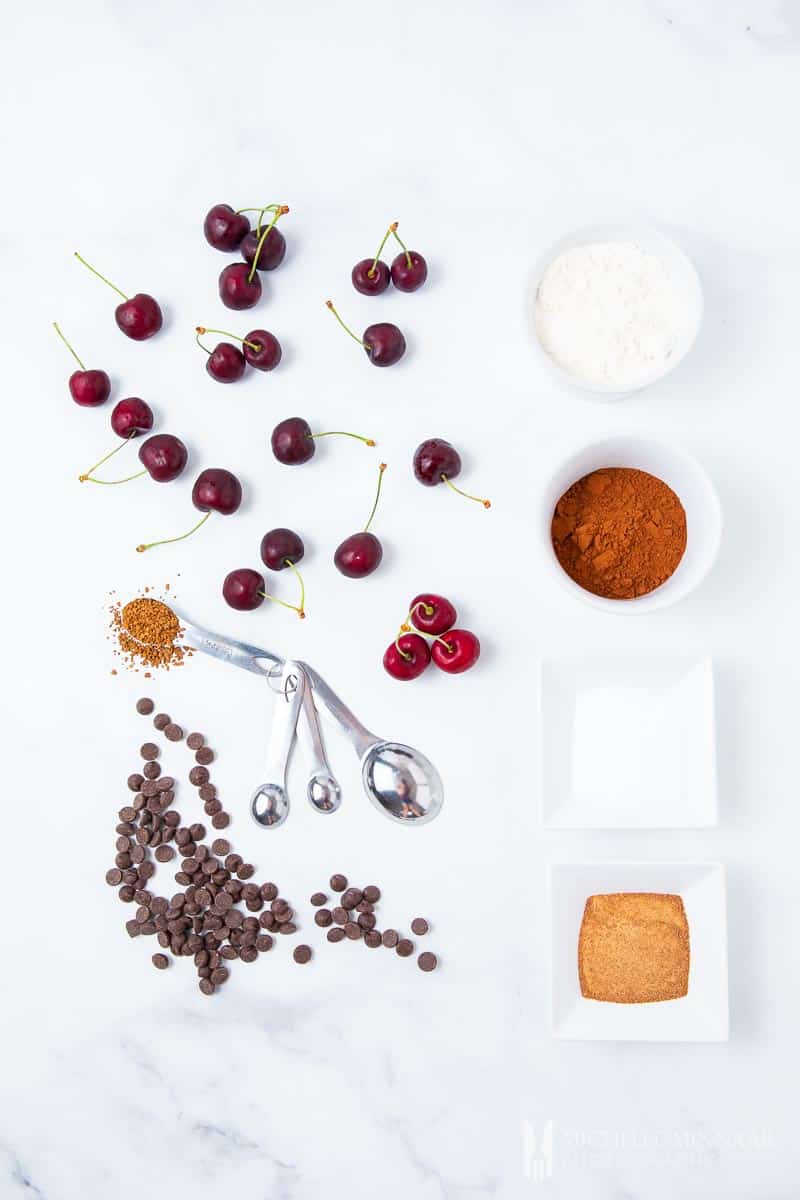 Ingredients to make cherry brownies