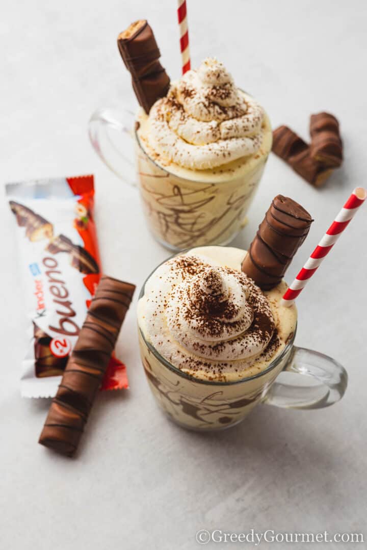 kinder bueno milkshake with cream.