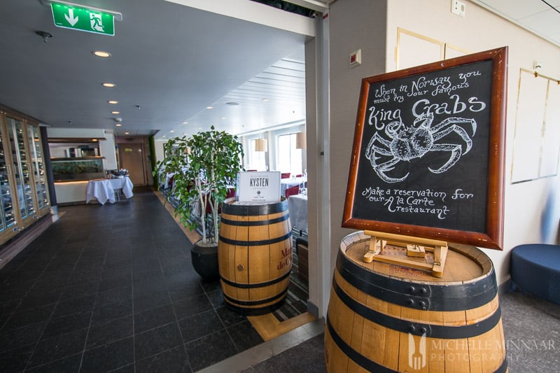 A sign that says King Crabs on the hurtigruten