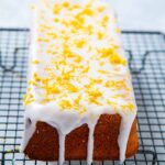 Baked chia seed cake with lemon drizzle