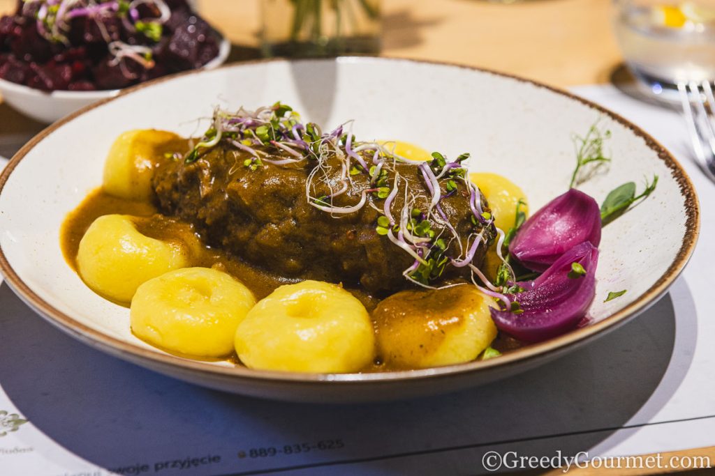 Plate of Beef Roulade.