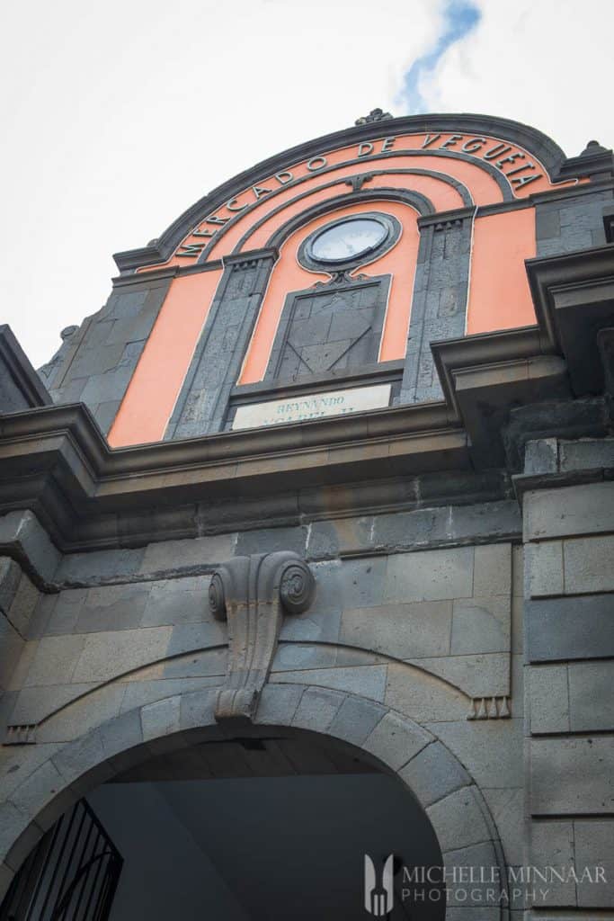 An orange and white building 