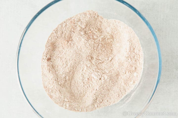 mixed dry ingredients in a bowl.