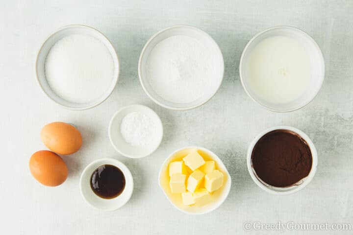 ingredients for mochi brownies.