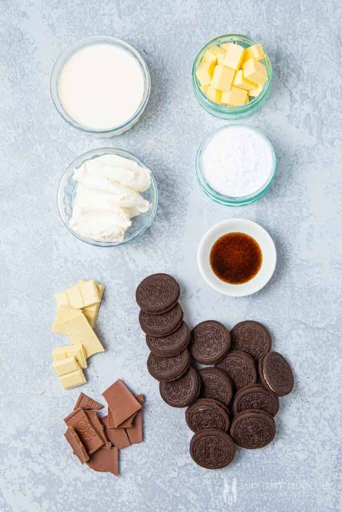 Ingredients to make an Easter Egg Cheesecake