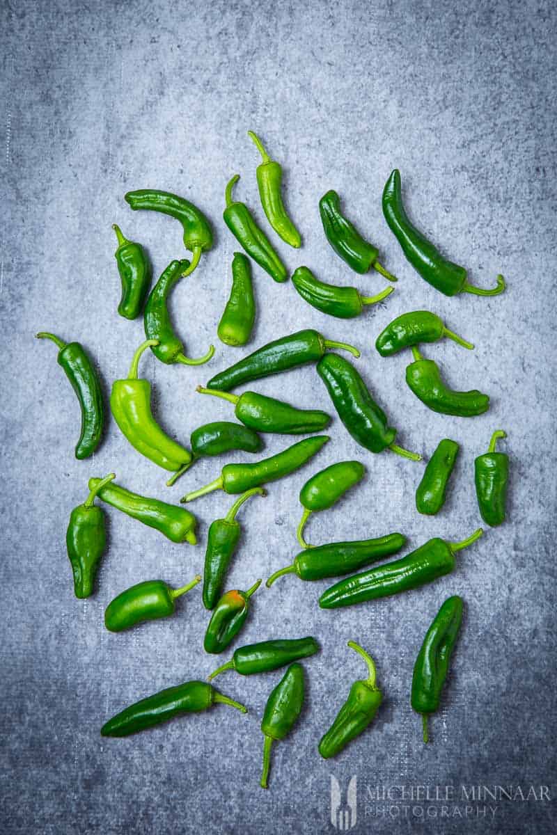 Green Peppers on a counter