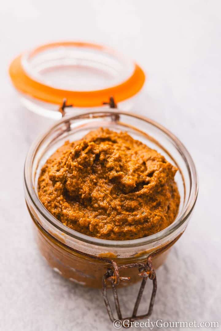 Tikka Paste in a glass jar.